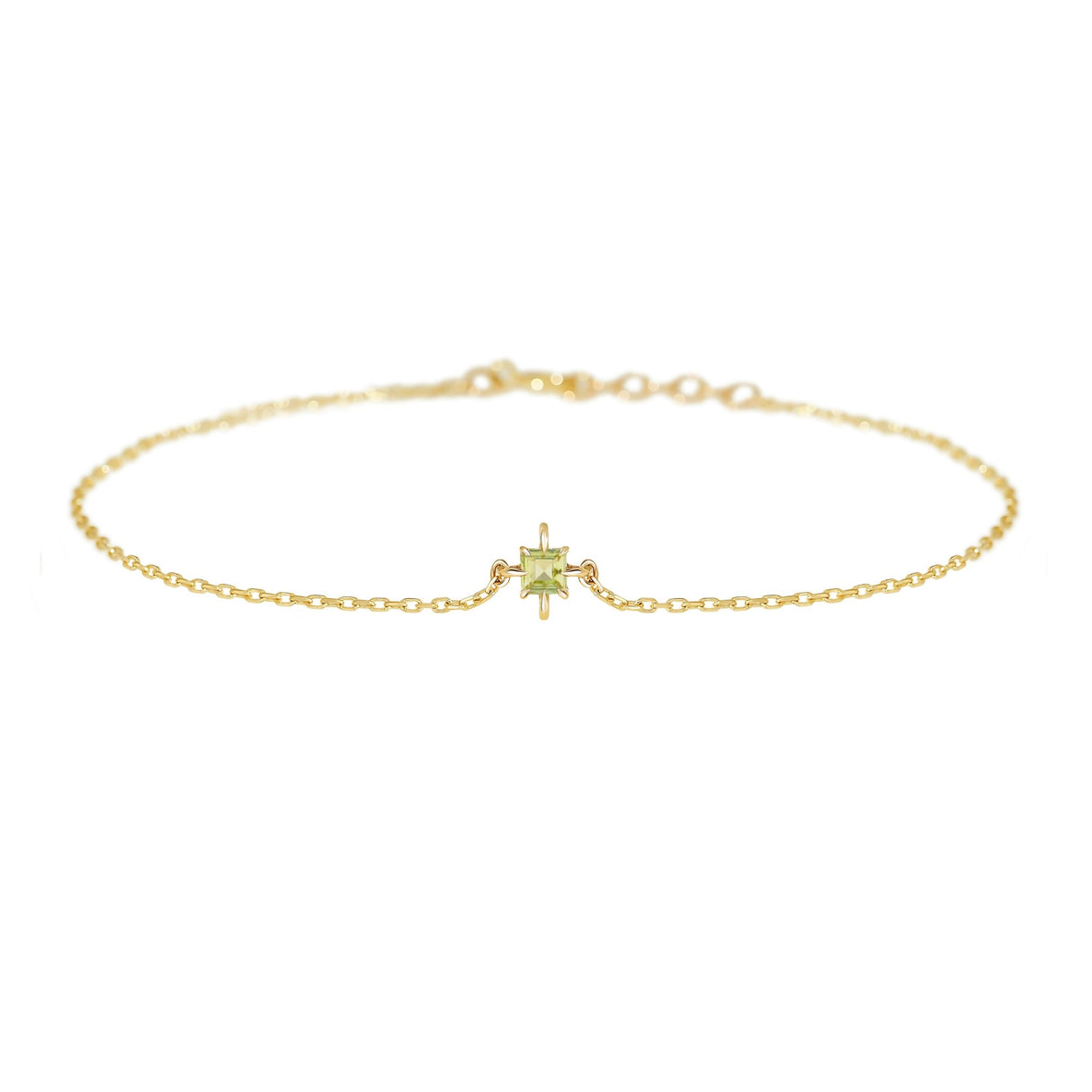 August Birthstone Peridot Bracelet 14k gold stackable design