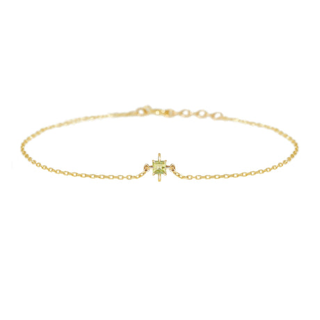 August Birthstone Peridot Bracelet 14k gold stackable design