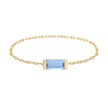 Baby Blue Sapphire Baguette Chain Ring 14k gold Stackable ring