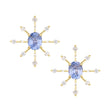 Baby Blue Sapphire & Diamond Starburst Earrings 18K gold handmade fine jewelry