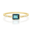 Baguette Indicolite Petite Circle Diamond Ring  18K Stackable ring