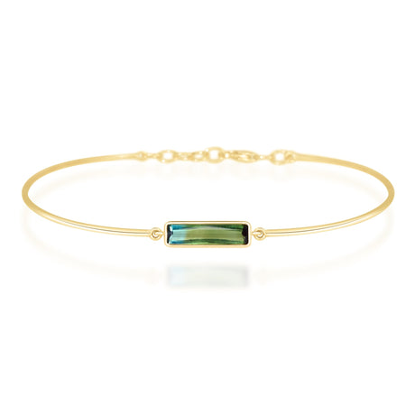 Bi-color watermelon tourmaline bangle 18K gold stackable design