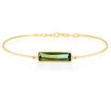 Bi-color watermelon tourmaline bangle 18K gold stackable design 