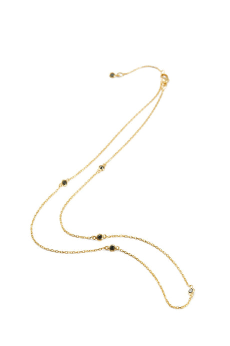 Black Diamond Dot Necklace 18k handmade fine jewelry
