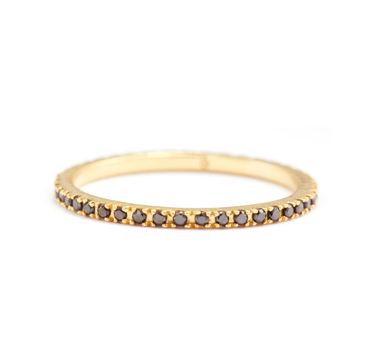 Black Diamond Micro Pave Infinite Ring 18k gold stackable ring