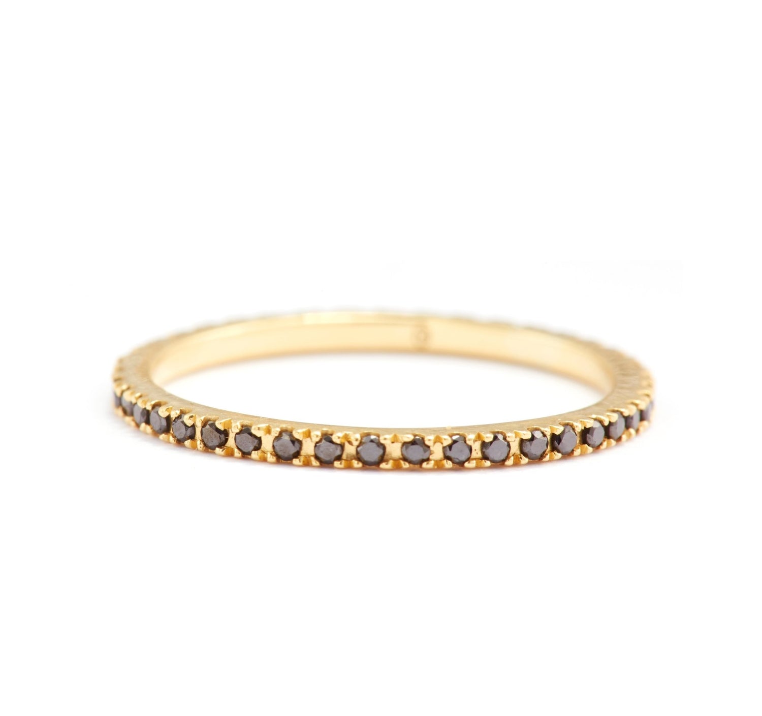 Black Diamond Micro Pave Infinite Ring 18k gold stackable ring