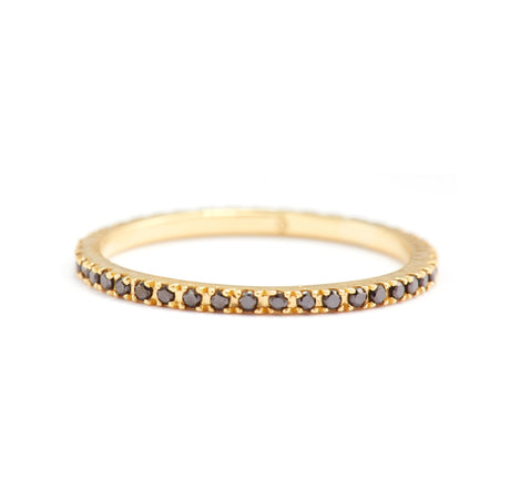 Black Diamond Micro Pave Infinite Ring 18k gold stackable ring