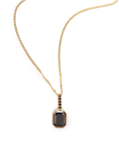 Black Diamond Protection Bar Pendant Necklace 18k handmade fine jewelry