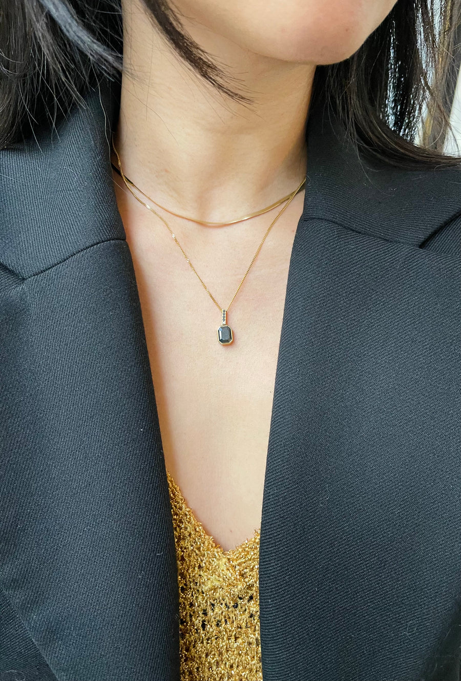 Black Diamond Protection Pendant Necklace