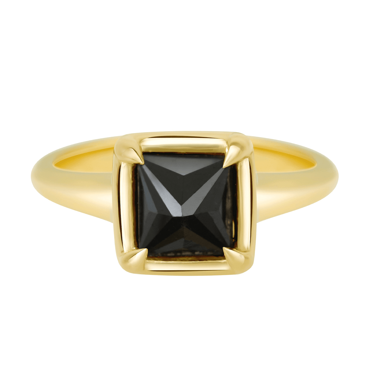 Black Diamond Pyramid Ring 18k gold engagement ring