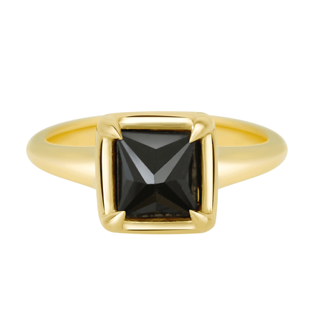 Black Diamond Pyramid Ring 18k gold engagement ring