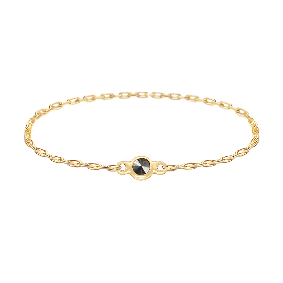 Black Diamond Reverse Set Chain Ring 14k gold Stackable ring