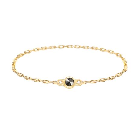 Black Diamond Reverse Set Chain Ring 14k gold Stackable ring