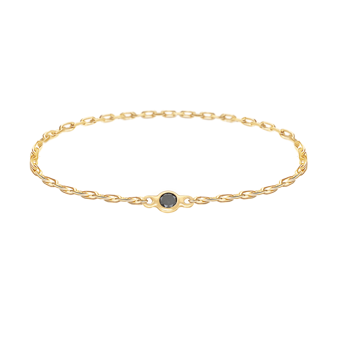 Black Diamond Reverse Set Chain Ring 14k gold Stackable ring 