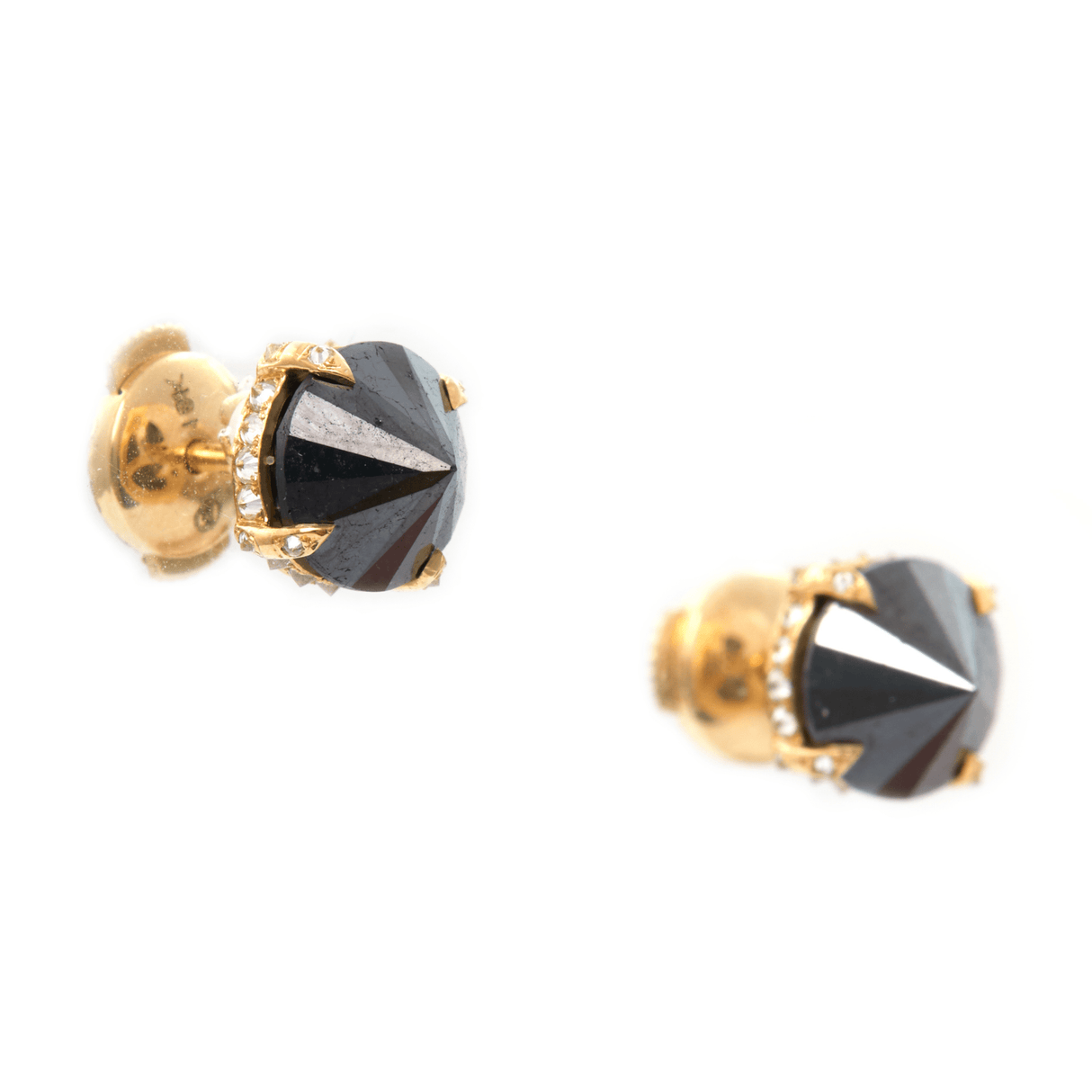 Black Diamond Spike Studs 18K Gold Handmade Fine Jewelry