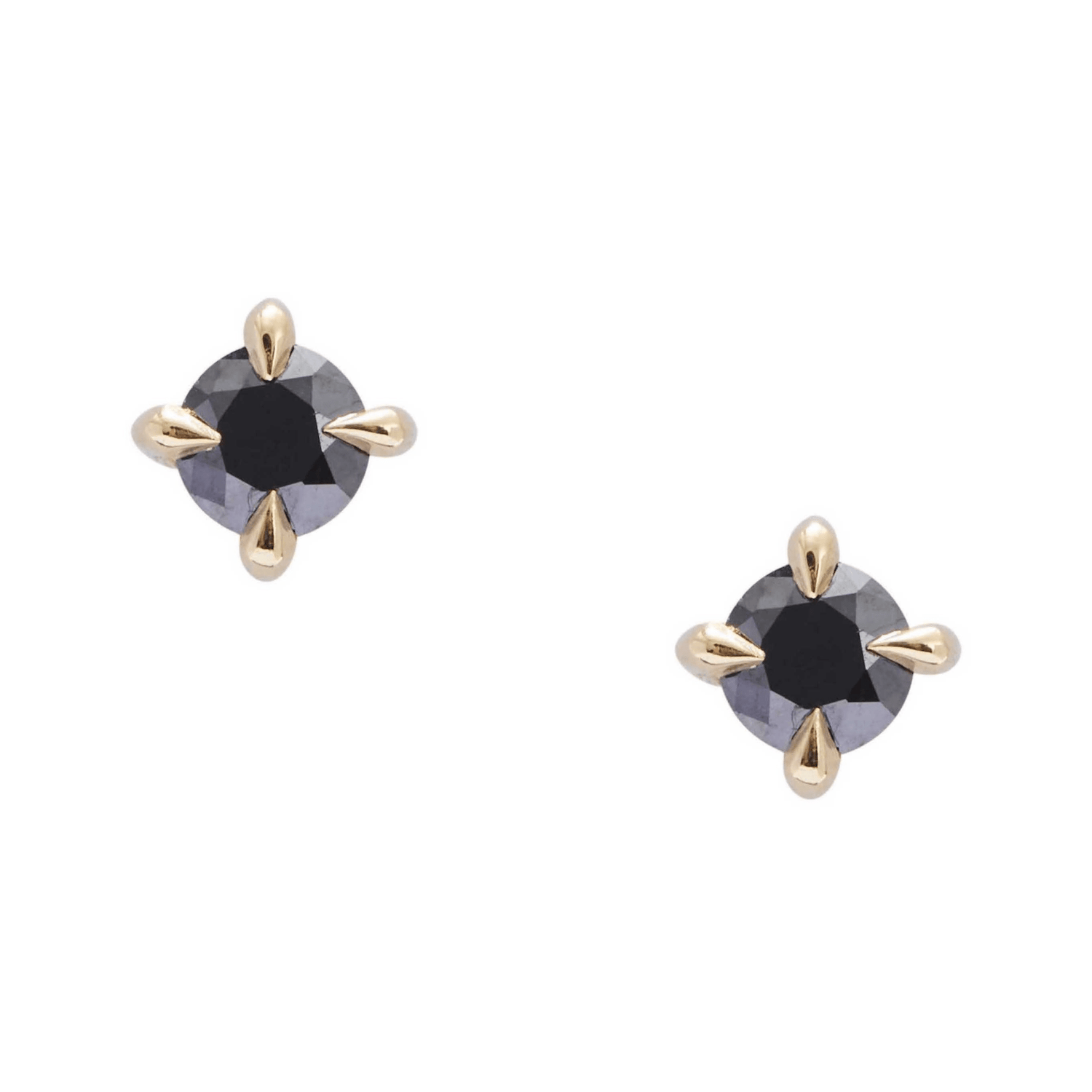 Black Diamond Studs 14K Gold Handmade Fine Jewelry
