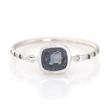 Black Spinel Petite Circle Diamond Ring WG 18k stackable ring
