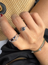 Black Spinel Petite Circle Diamond Ring on model