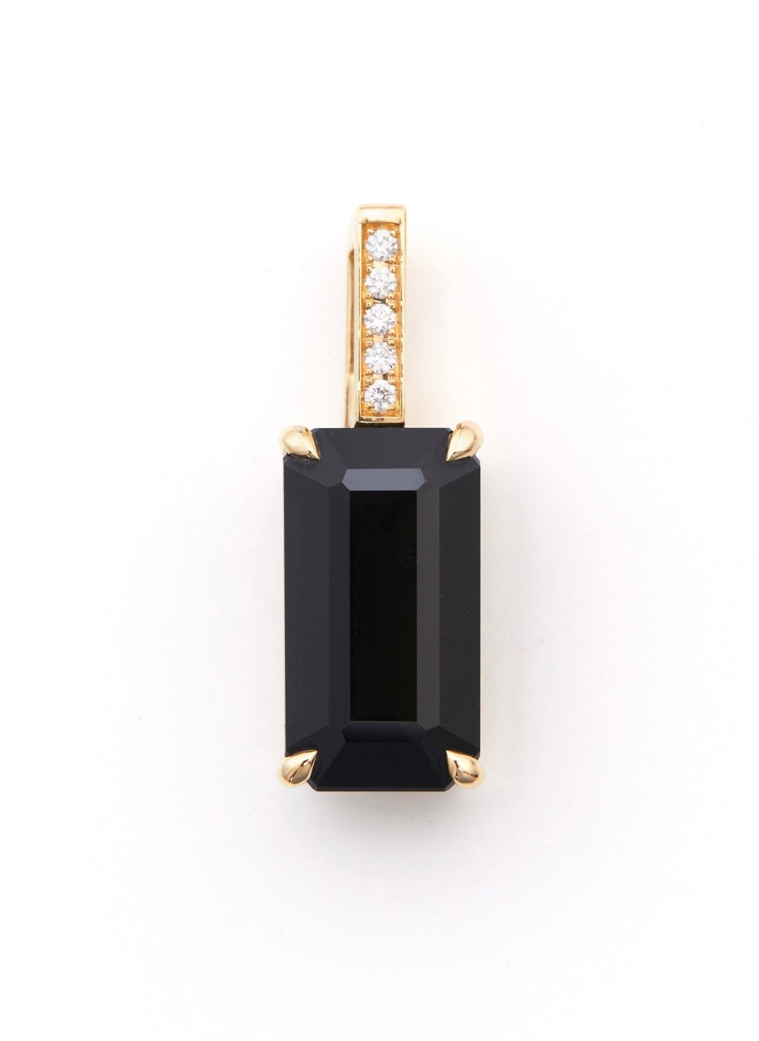 Black Tourmaline And Diamond Protection Bar Pendant Necklace 18k handmade fine jewelry 2