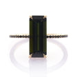 Black Tourmaline Diamond Protection Bar Ring 18k gold engagement ring