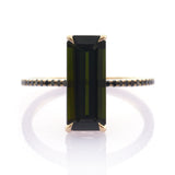 Black Tourmaline Diamond Protection Bar Ring 18k gold engagement ring