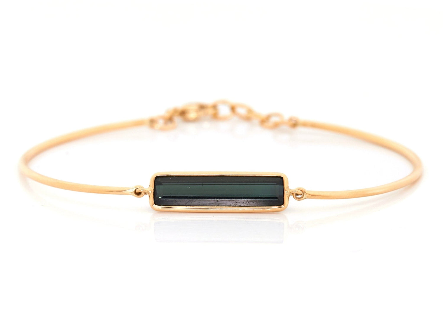 Black Tourmaline Protection Bar Bangle 18k gold stackable design