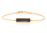 Black Tourmaline Protection Bar Bangle 18k gold stackable design