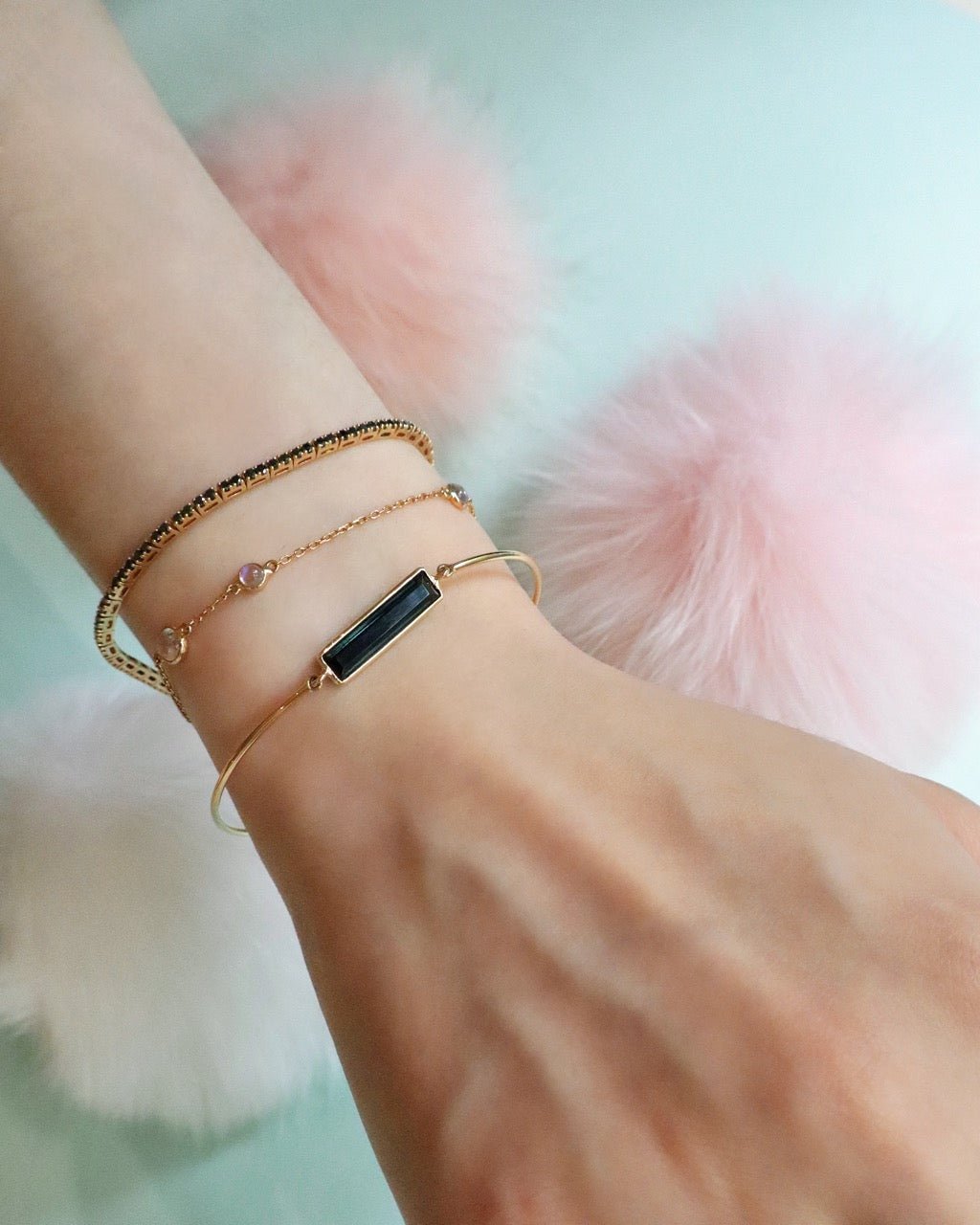 Black Tourmaline Protection Bar Bangle