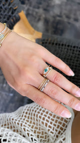 Blue Diamond Ever Lasting Ring 18k gold Stackable ring on model