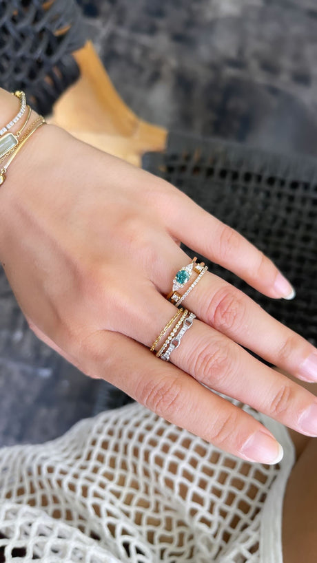 Blue Diamond Ever Lasting Ring 18k gold Stackable ring on model