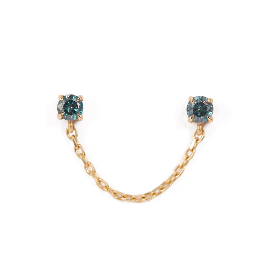 Blue Diamond Linked Chain Earring