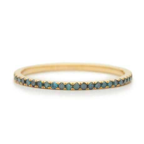 Blue Diamond Micro Pave Infinite Ring 18k gold stackable ring