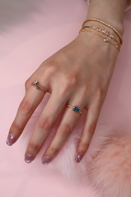 Blue Diamond Petite Circle Diamond Ring