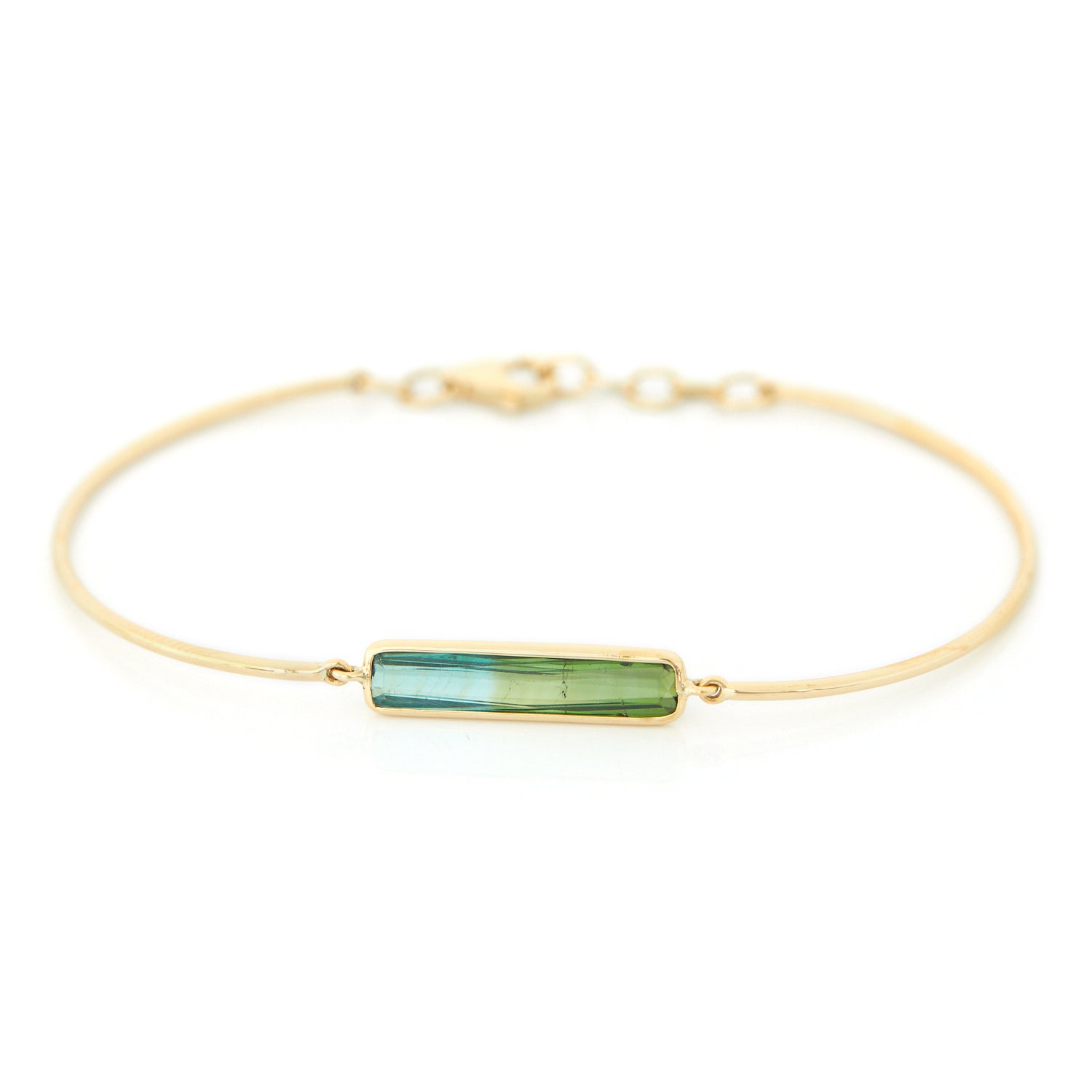 Blue-Green Bicolor Tourmaline Bar Bangle