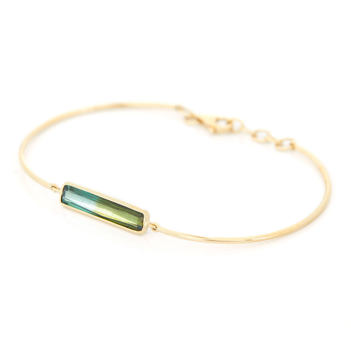 Blue-Green Bicolor Tourmaline Bar Bangle