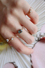Blue Spinel Petite Circle Diamond Ring