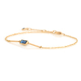 Blue Sapphire Baguette Bar Bracelet 18k gold stackable design side