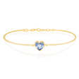 Blue Sapphire Heart Bangle 18k gold Stackable design 