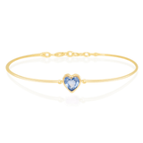 Blue Sapphire Heart Bangle 18k gold Stackable design 