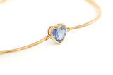 Blue Sapphire Heart Bangle 18k gold Stackable design side view