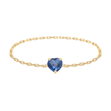 Blue Sapphire Heart Chain Ring 14k gold Stackable ring