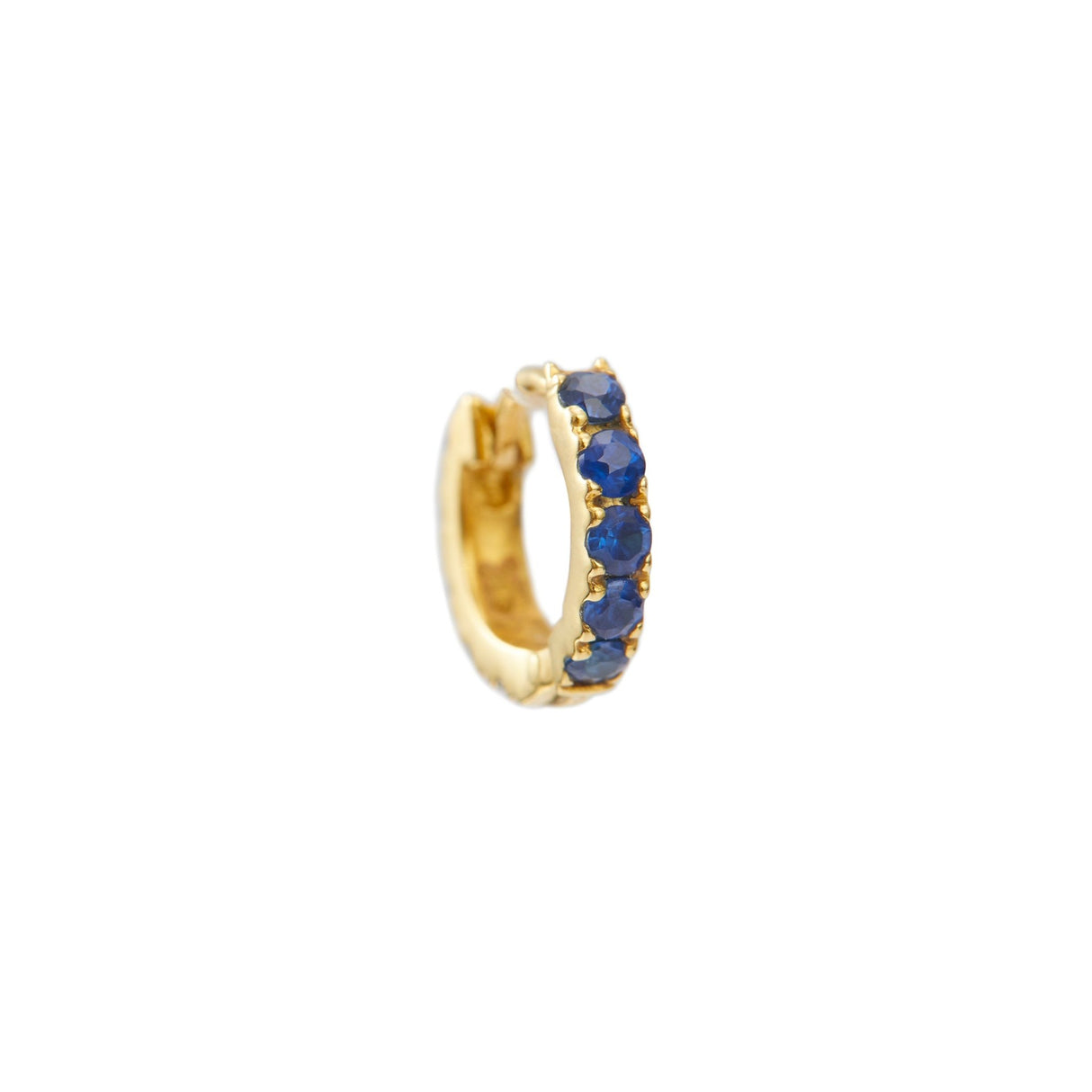 Blue sapphire Huggies in 14k gold