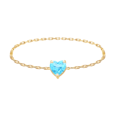 Blue Topaz Heart Chain Ring 14k gold Stackable ring