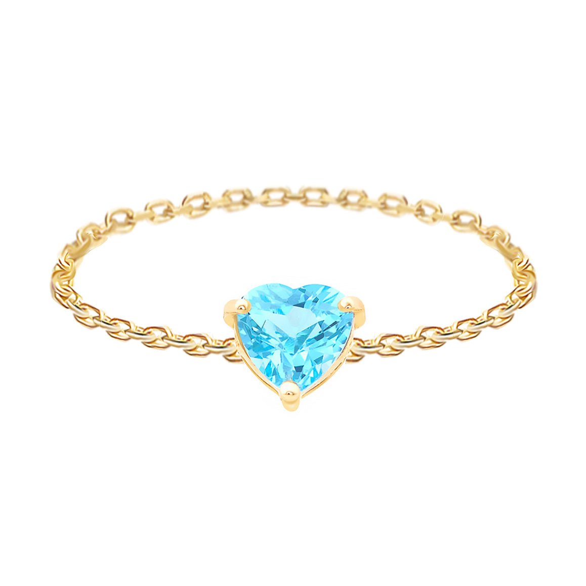 Blue Topaz Supreme Heart Chain Ring
18k gold Stackable ring