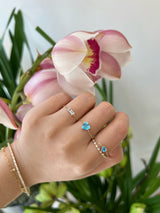 Blue Topaz Supreme Heart Chain Ring
18k gold Stackable ring on model