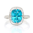 Blue Zircon & Diamond Aurora Ring PT900 engagement ring 