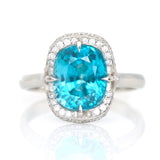 Blue Zircon & Diamond Aurora Ring PT900 engagement ring 