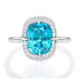 Blue Zircon & Diamond Aurora Ring PT900 engagement ring