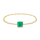 Brazilian Emerald Chain Ring 18K gold stackable ring