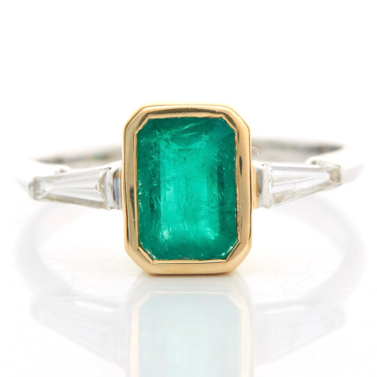 Brazilian Emerald & Diamond Eternal Ring 18k gold engagement ring 